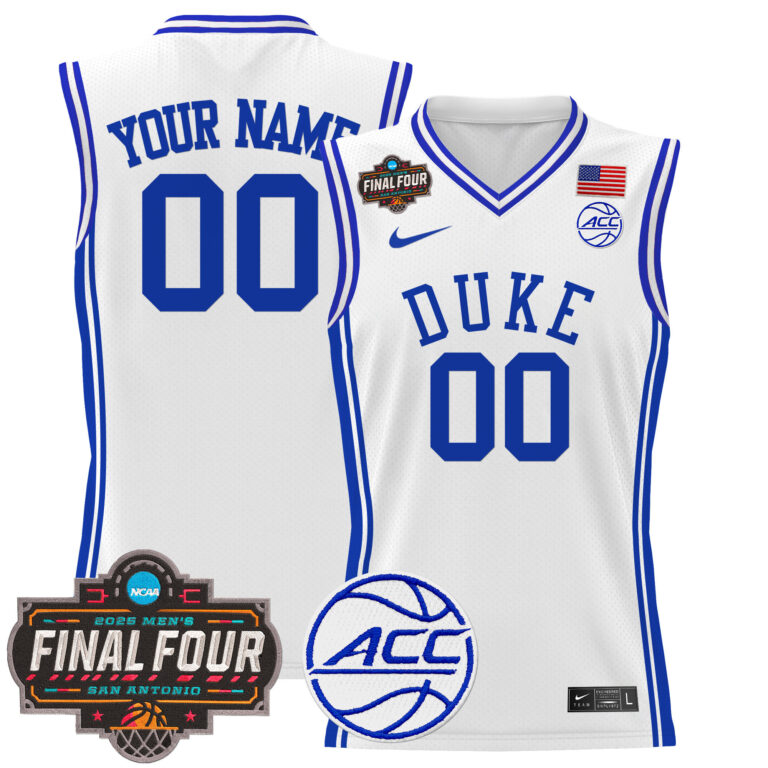 Men Duke Blue Devils 2025 Final Four Patch NCAA white Custom Jersey->mlb t-shirts->Sports Accessory
